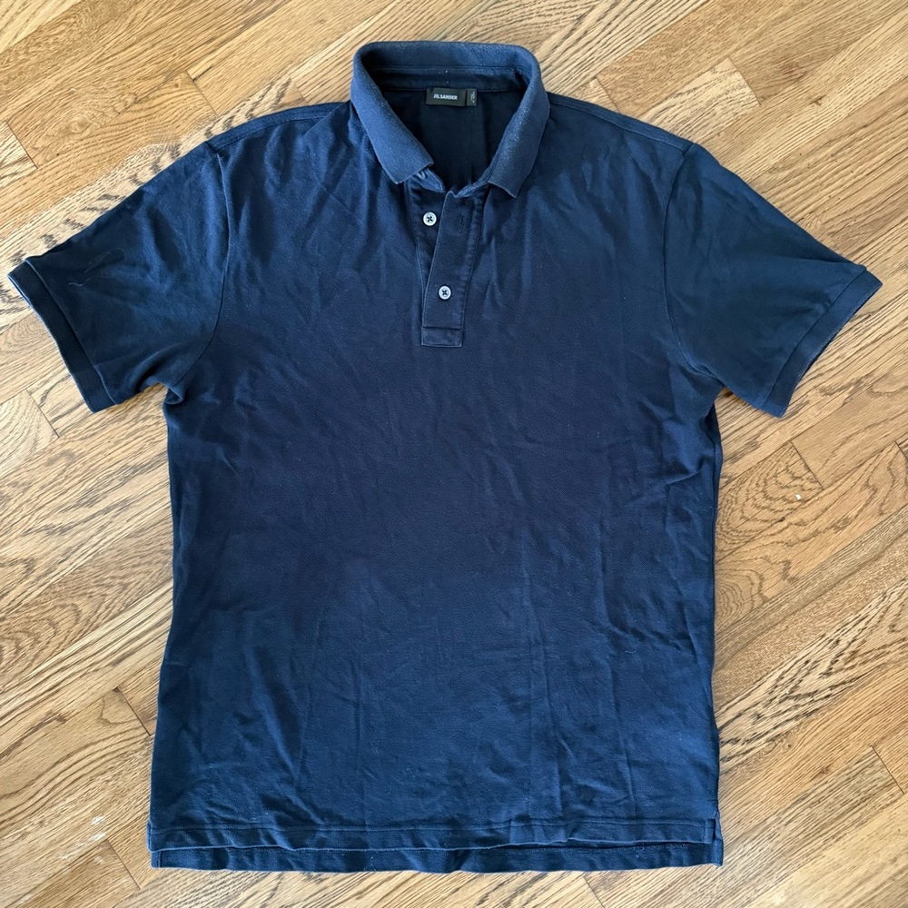 Jil Sander Blue Polo Shirt with Classic Collar and Short Sleeves